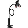 Qkbuza Porta telefono da letto, Porta telefono da letto sdraiato - Supporto per cellulare multifunzionale - Supporto per morsetto per telefono cellulare sopra la testa, supporto per telefono a collo