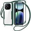 FERLAN Cover per Redmi Note 14 Pro 4G con Cordino, 360 Gradi Antiurto Custodia con Protezione Schermo Integrata Trasparente Rugged TPU Bumper Doppia Protettiva Cover per Redmi Note 14 Pro 4G-Verde