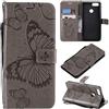 ShuiSu Custodia a portafoglio per Huawei Honor 7X, bella farfalla goffratura pelle PU morbida chiusura magnetica cavalletto portafoglio tasche per carte polsino guscio protettivo -grigio