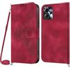 Netany Cover per Motorola Moto G13 / G23 / G53 5G con Cordino, Flip Portafoglio Magnetica Custodia in Pelle, [2 Porta Carte][Chiusura Magnetica],Custodia Libro Antiurto Cover con Laccio (Rosso)