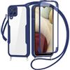 FERLAN Cover per Samsung Galaxy M33 5G con Cordino, 360 Gradi Antiurto Custodia con Protezione Schermo Integrata Trasparente Rugged TPU Bumper Doppia Protettiva Cover per Samsung Galaxy M33 5G -Blu