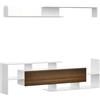 HOMCOM Mobile TV con Mensola a Muro, Ripiani Aperti e Armadietto in Legno, Mobile TV Moderno per Soggiorno e Camera da Letto, Bianco e Marrone