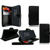 PIXFAB - Custodia a portafoglio in pelle per Sony Xperia X Compact F5321, con protezione schermo, colore: Nero