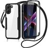 FERLAN Cover per Xiaomi Poco X7 Pro con Cordino, 360 Gradi Antiurto Custodia con Protezione Schermo Integrata Trasparente Rugged TPU Bumper Doppia Protettiva Cover per Xiaomi Poco X7 Pro -Nero