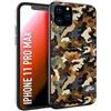 CUSTOMIZZA - Custodia cover nera morbida in tpu compatibile per iPhone 11 PRO MAX camouflage mimetico militare moderno blu marrone beige