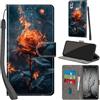 PHINIENLAND Cover per Huawei P Smart 2019 Case PU Pelle Custodia [Kickstand] [Chiusura magnetica] [Slot per Schede], Portafoglio Flip Custodia per Honor 10 Lite,Fiamma