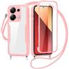FERLAN Cover per Redmi Note 13 Pro 4G con Cordino, 360 Gradi Antiurto Custodia con Protezione Schermo Integrata Trasparente Rugged TPU Bumper Doppia Protettiva Cover per Redmi Note 13 Pro 4G-Rosa