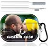 TopSeller Custodia per Airpod personalizzata, custodia protettiva flessibile in PC con portachiavi, custodia personalizzata per AirPods con foto, testo e nome (custodia AirPods Pro)
