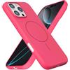 Mixroom - Custodia Cover Case per iPhone 16 PRO Max in Tpu silicone liquido morbido compatibile con MagSafe con cerchio magnetico integrato Fucsia C09