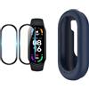 QINOUK Cover per Xiaomi Smart Band 9, [Anti-goccia] Protezione Parziale in Silicone Morbido Case, [2 Pack] Pellicola Protettiva per Xiaomi Mi Band 9-Blu