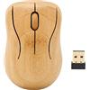 VBESTLIFE Tastiera e Mouse Wireless Combinati, Tastiera Ergonomica per Computer Wireless in Legno 2.4G, Plug And Play (Topo)