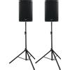 Pronomic C-215 MA - 2x Diffusore attivo a 2 vie con 2 canali incl. treppiedi - Potenza: 1000 watt - Woofer da 15 + tweeter titanio 1,75 - Ricevitore Bluetooth - Alloggiamento pendenza del monitor