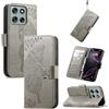JIUNINE Cover a Libro in Pelle per Motorola Moto G56 5G, Grigio