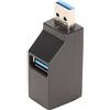 Septpenta Distributore di Porte USB Mini Portatile, Prestazioni Elevate a Basso Consumo Energetico, Espansione 3 Porte USB, Velocità di Trasferimento USB 3.0 5 Gbps, Plug and Play Adatto per Laptop