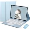 JZ Combo Magnetic Touch Tastiera Caso per iPad 9.7 inch (5th 2017 / 6th 2018) / iPad Pro 9.7 inch 2016 / iPad Air 2th 2014 Case con copertura tastiera e mouse (Penna non inclusa)- Blue