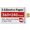 iiunius Display e-paper 3,52 pollici (B) per Raspberry Pi/Arduino/STM32/Jetson Nano 360 x 240 Red/Black/White E-Ink Display SPI Interfaccia Ultra-Low Power Epaper Raw Panel