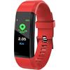 Generico Orologio intelligente, bracciale frequenza cardiaca pressione sanguigna Smart Band Fitness Tracker Smartband braccialetto Bluetooth per fitbits Smart Watch (ROSSO)
