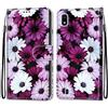 Mo-Somnus Cover per Samsung Galaxy A10, Custodia in PU Pelle Magnetica Libro Flip Caso Antiurto Portafoglio [Supporto Stand] con Porta Carte e Cinturino da Polso Wallet Case (Fiore 2)