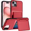 SORAKA Custodia portacarte per iPhone 15 Plus con supporto Custodia a portafoglio Cover iPhone 15 Plus PC TPU 2 in 1 Custodia bumper a doppio strato La custodia antiurto può contenere 3 cartev