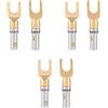 Akozon Spina per Altoparlanti, 6 Pezzi Placcato in Oro 4mm Banana U Forcella Y Spade Fil Banane Multipoint Connettori Adattatori Connettore Filo Tipo di Vite Connettori a Forcella Y