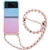 VIPAVA Per Samsung Z Flip 4 3 5 Custodia con cordino a tracolla Custodia per telefono sfumata colorata per Samsung Galaxy Z Flip 5 4 Cover con cinturino per collana, Blu Rosa, Per Samsung Z Flip 3