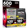 Udivita 600 Batterie per Apparecchi Acustici Misura 10 PR70 Gialle Zinco-Aria Phono Pulse Technology in 10 Blister da 6 Pile - 600 Batterie: 420 Rayovac + 180 Udivita