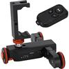 Goshyda Cursore per Videocamera Elettrica, Carrello per Videocamera Wireless a 3 Ruote, Carrello per Binario Motorizzato a 3 velocità, con Clip per Telefono con Telecomando, per Vlog, Riprese Video