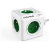 CubeNest Ciabatta Originale PowerCube, cubo con Presa a 5 Vie dal Design Compatto, Design a Punto Rosso, Blocco Bambini, ABS Robusto, Versatile per Ufficio e casa, 16 A/250 V, Verde
