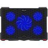 TELLUR Base Raffreddamento PC Portatile, Supporto Sistema di Raffreddamento per Notebook 11''-17.3'', MacBook, 5 Ventole Silenziose da 1500rpm, USB, Ventola PC Portatile, Altezza Regolabile