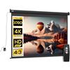 HOMCOM Telo Proiettore Motorizzato da 100 Pollici 4K HD Formato 4:3, Schermo Proiettore Motorizzato Elettrico Antirughe con Telecomando, Telo Videoproiettore per Casa, Cinema, Ufficio, Home, Nero