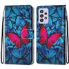 Mo-Somnus Cover per Samsung Galaxy A52 5G, Custodia in PU Pelle Magnetica Libro Flip Caso Antiurto Portafoglio [Supporto Stand] con Porta Carte e Cinturino da Polso Wallet Case (Farfalla)