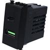LEDLUX Caricatore USB C 3.1A 5V, Compatibile Con Vimar Arke, 2 in 1, Presa USB-A + USB Tipo C, Colore Nero, Ricarica Veloce