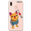 dakanna Custodia Compatibili con [Huawei P20 Lite] Sfondo Trasparente con Disegni [Cane del Bulldog con Cuore e Frase: i Love] in Morbida Silicone TPU Flessibile, Shell Case Cover in Gel