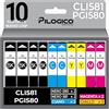 Pilogico 10 Cartucce d'inchiostro Compatibili per Canon PGI-580 CLI-581 XXL 580 581 per Canon Pixma TR7550 TR8550 TS6150 TS6151 TS6250 TS8150 TS8151 TS8250 TS9150 - Bk,C,M,Y