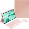 HLTOOP Custodia con Tastiera per Honor Pad X8A 11 Pollici 2024 - Cover per Tastiera Rimovibile Wireless con Supporto per Matita, Mouse Tablet Ricaricabile,Rosa