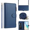 Ymyhyuxi Custodie a portafoglio in pelle per ZTE Blade V60, custodia per biglietti da visita a portafoglio per telefono, doppio strato, con cordino (blu)