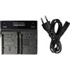 vhbw caricatore duale compatibile con Panasonic HDC-DX1, HDC-SDT750, HDC-TM700, HDC-TM350 camera camcorder - Stazione di carica, spia di carica