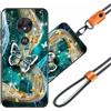 JEZSTHAI Cover Compatibile con Motorola Moto G7 Play Custodia in Silicone TPU Morbido con Cordino/Laccio Tracolla Cellulare,Antiurto AntiGraffio Protettiva Bumper Case con Disegno Motivi,Cover*A04