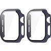 GMUJIAO [2 Pack Compatibile con Apple Watch Series 10 46mm per Cover,Custodia Rigida con Vetro Temperato,Protezione Totale Ultra Sottile HD Clear Pellicola Protettiva-Blu