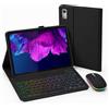 HLTOOP Custodia con Tastiera per Lenovo Tab P11 (TB-J606) / P11 Plus 11 2021(TB-J616F/TB-J607), Tastiera Retroilluminata A 7 Colori Con Mouse, Cover Posteriore in Morbido TPU,Nero