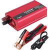 Keenso Invertitore di corrente 1500 W, 12 V a 230 V CA, per auto, con doppio caricatore e porte USB, lungo cavo per accendisigari e cavo con morsetto per batteria