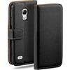 MoEx Custodia a libro compatibile con Samsung Galaxy S4, custodia per cellulare con slot per carte, custodia a libro a 360 gradi, custodia per cellulare in pelle vegana, nero profondo