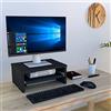 Henor Supporto monitor Rialzo Tv in legno con vassoio estraibile 42 x 32 x 18 cm. Portata 50 kg. Grafite