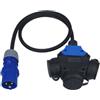 RoadEu - Adattatore CEE 16 A 3 poli a 3 prese Schuko - Alloggiamento di distribuzione IP44 con cavo da 0,5 m 3 x 2,5 mm² - Distributore elettrico per campeggio e cantieri