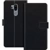 ESACMOT Custodia folio in similpelle per LG G7 Fit - Nero | 6.1 Custodia portafoglio flip con portacarte, supporto e chiusura magnetica, stile dalla texture raffinata