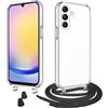 WenBaby Cover Trasparente con Cordino per Samsung Galaxy A25 5G,Custodia con Regolabile Collana per Galaxy A25 5G [Antiurto] [AntiGraffio] [Antiscivolo] Case con Laccio Tracolla, Nero
