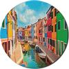 Ambesonne Tappetino per mouse Venezia per computer, edifici colorati e canale d'acqua con barche, isola di Burano nella laguna veneziana, tappetino per mouse rotondo antiscivolo spesso moderno da