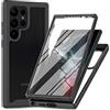 RonRun Cover Samsung Galaxy S25 Ultra, Antiurto 360 Gradi Full Case con Protezione per Schermo Incorporata, Trasparente Rugged TPU Bumper Doppia Protettiva Case Nero