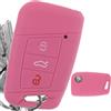 mt key KEYLESS Custodia in silicone per chiave auto rosa compatibile con VW Passat B8 Arteon Skoda Kodiaq