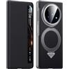 MUDASANQI Compatibile con Honor Magic V5 Case Smart Clear View Case [compatibile con Mag-Safe] [con supporto ad anello regolabile] Custodia sottile a portafoglio in vera pelle protettiva antiurto per donne e